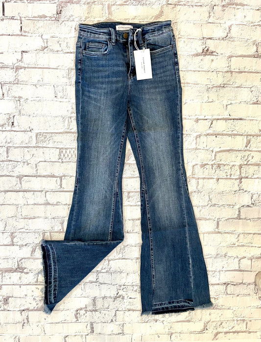 High Rise Flare w/ Undo Hemline - Dark Wash